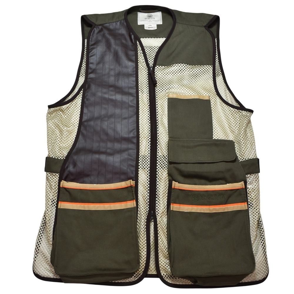 Beretta Mens Shooting Vest 2XL Green Mesh Padded Recoil Pad Clay Hunting Vest